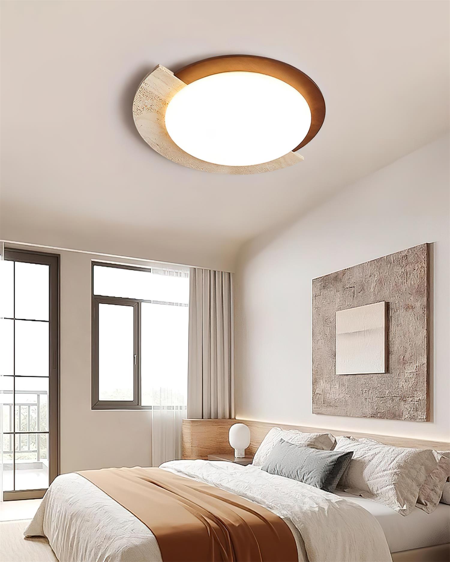 Ritta Travertine Oval LED Ceiling Light - Neutralighting