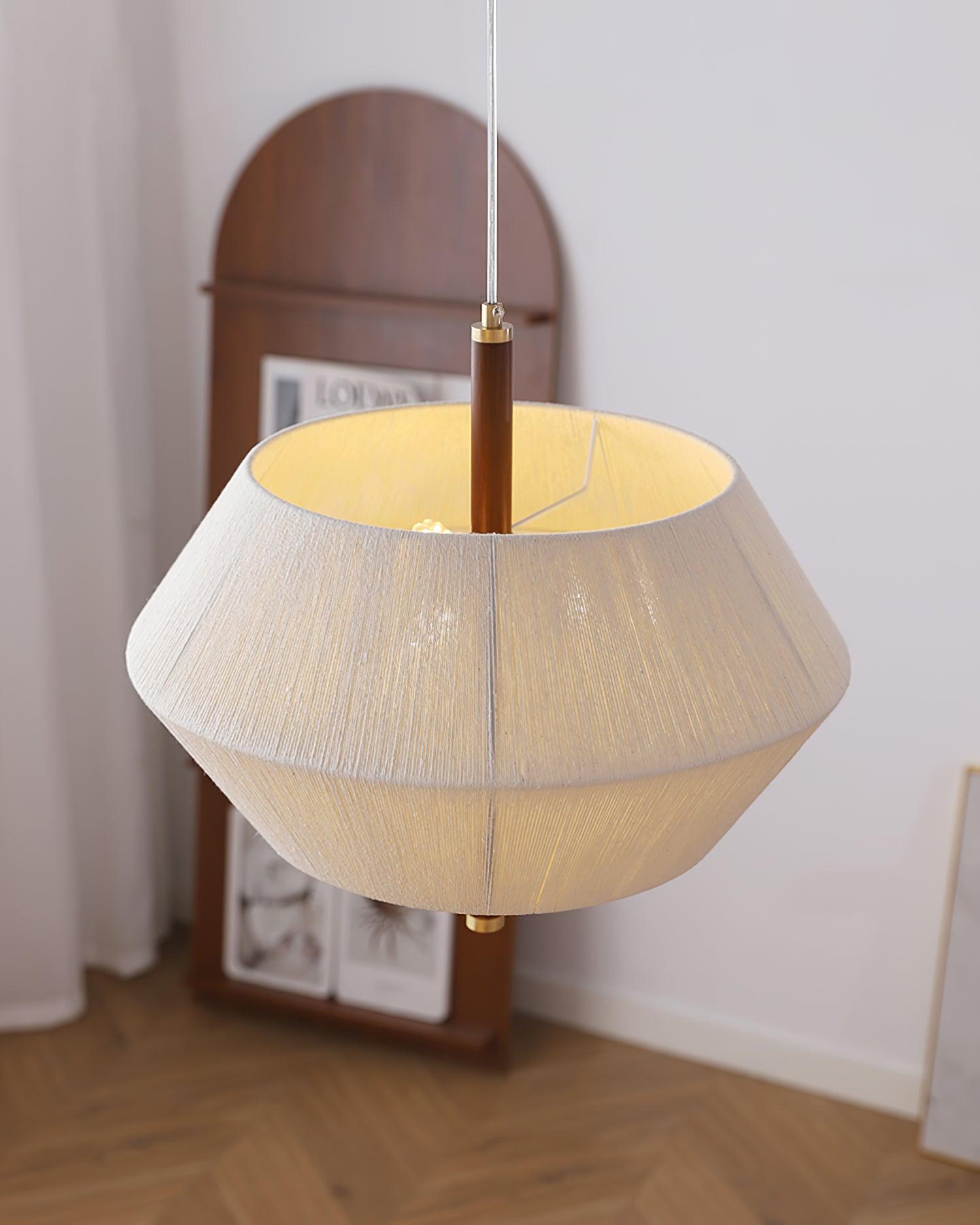 Pendant Lamp Cotton-Thread Shade Walnut Wood Natural - Neutralighting