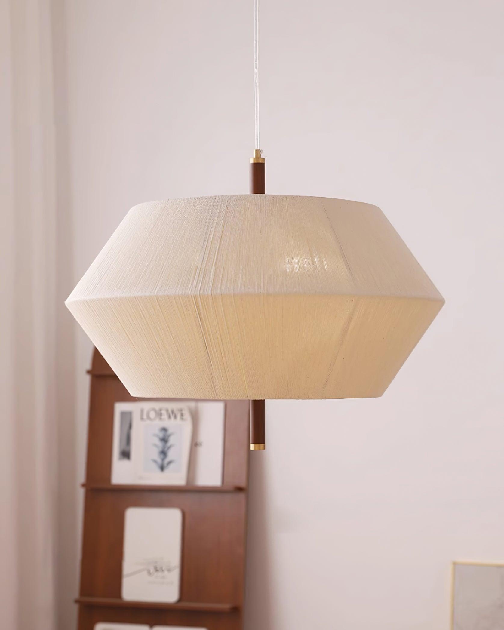 Pendant Lamp Cotton-Thread Shade Walnut Wood Natural - Neutralighting