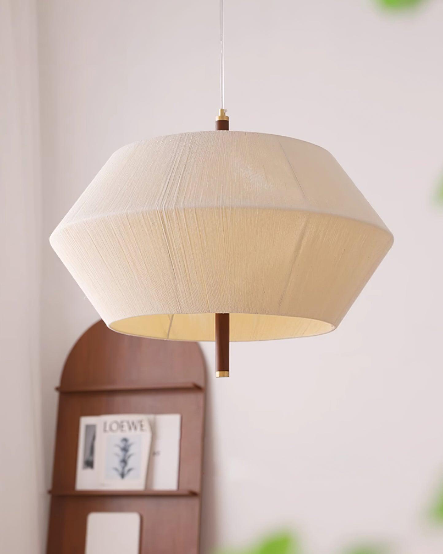Pendant Lamp Cotton-Thread Shade Walnut Wood Natural - Neutralighting