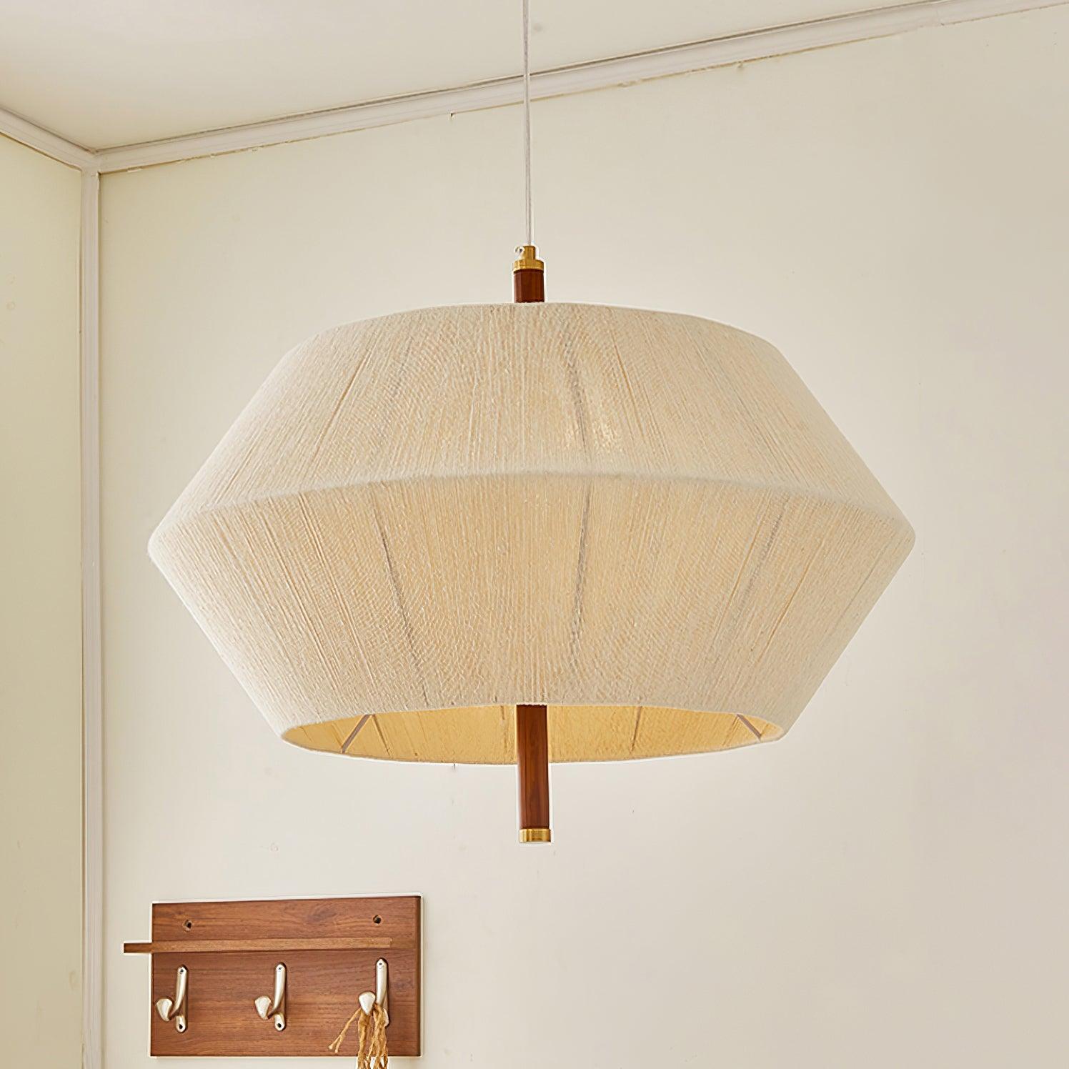 Pendant Lamp Cotton-Thread Shade Walnut Wood Natural - Neutralighting