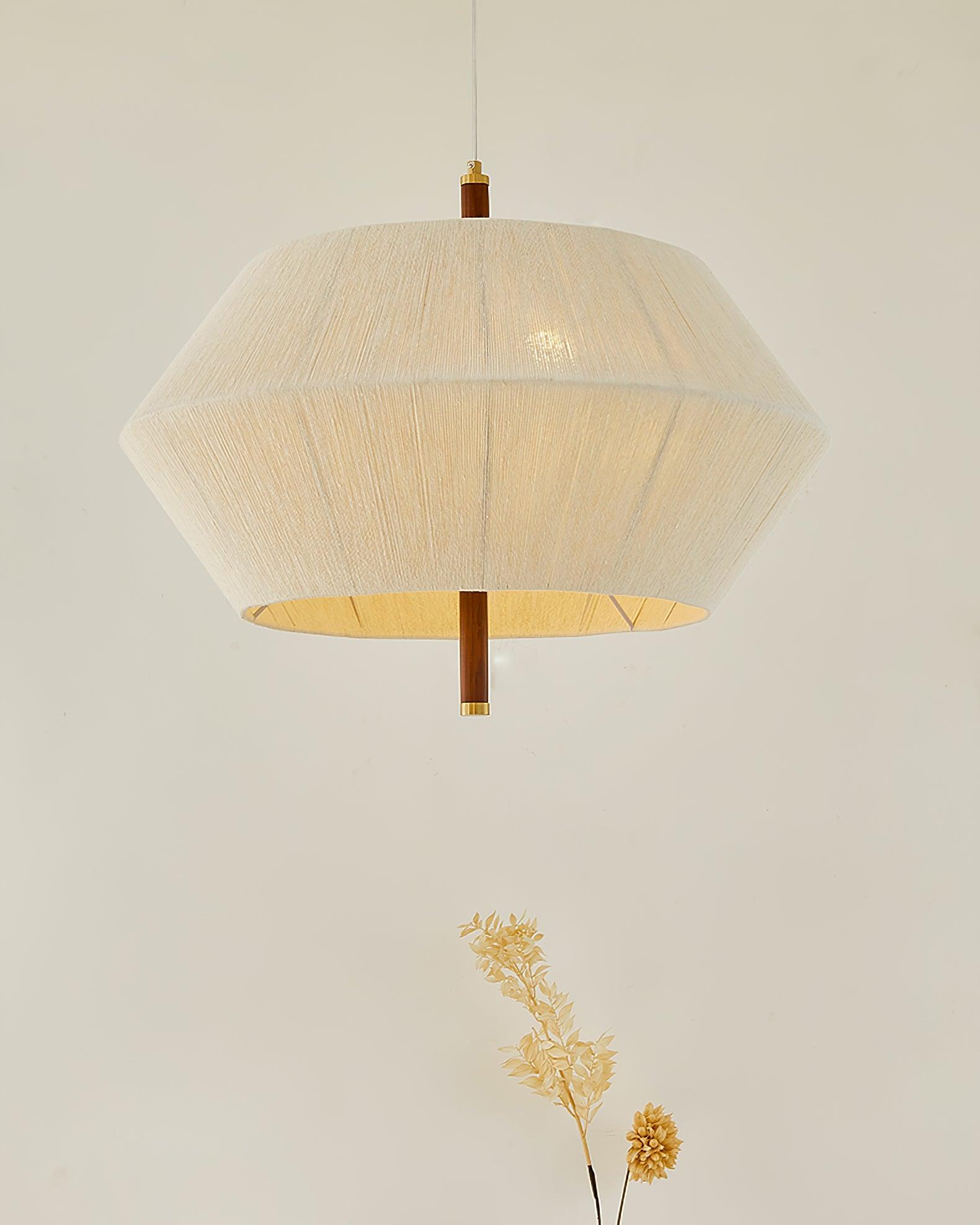 Pendant Lamp Cotton-Thread Shade Walnut Wood Natural - Neutralighting