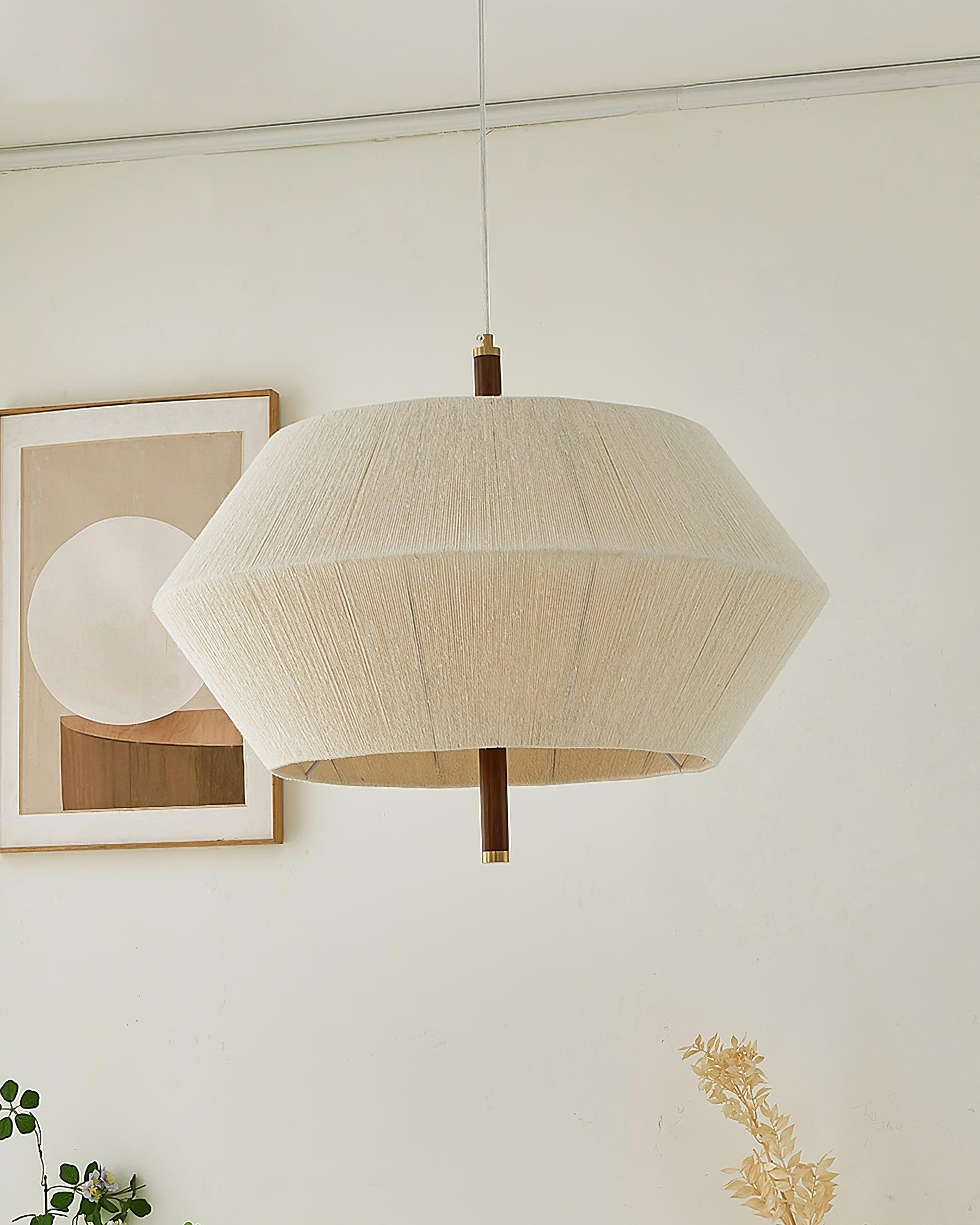 Pendant Lamp Cotton-Thread Shade Walnut Wood Natural - Neutralighting