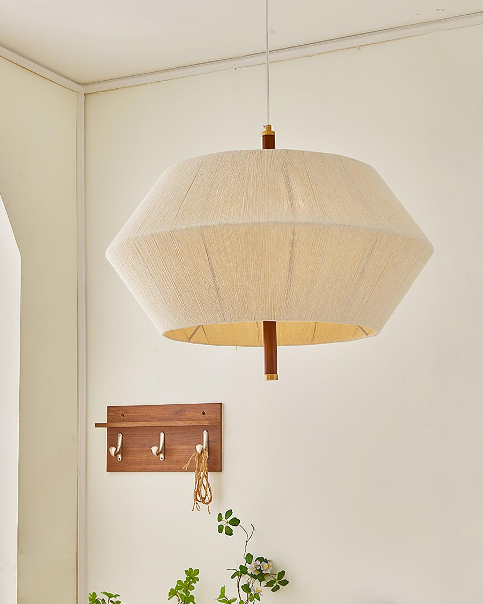 Pendant Lamp Cotton-Thread Shade Walnut Wood Natural - Neutralighting