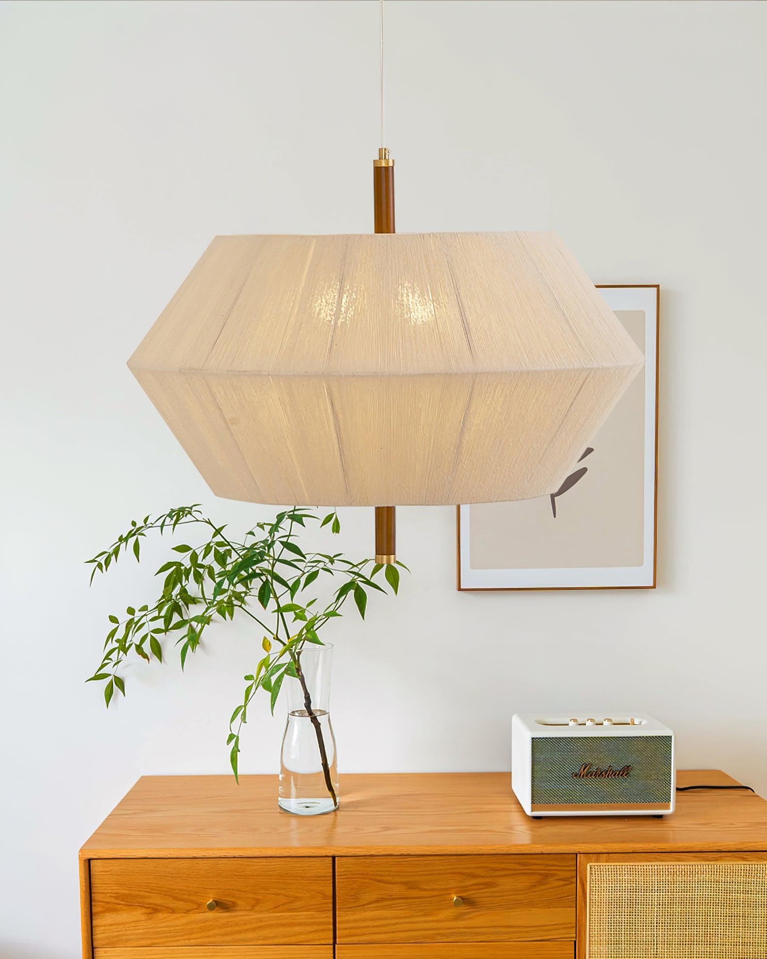 Pendant Lamp Cotton-Thread Shade Walnut Wood Natural - Neutralighting