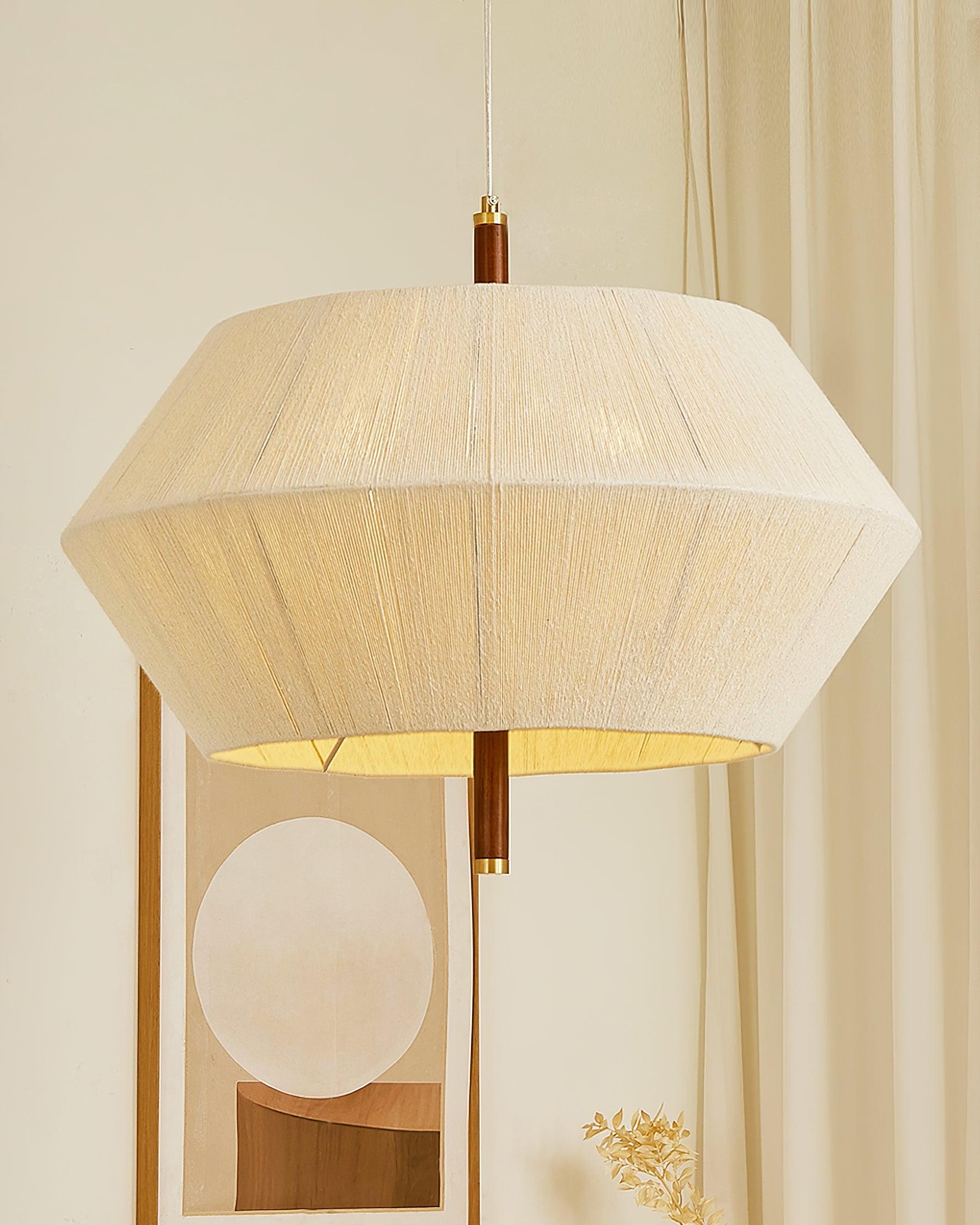 Pendant Lamp Cotton-Thread Shade Walnut Wood Natural - Neutralighting