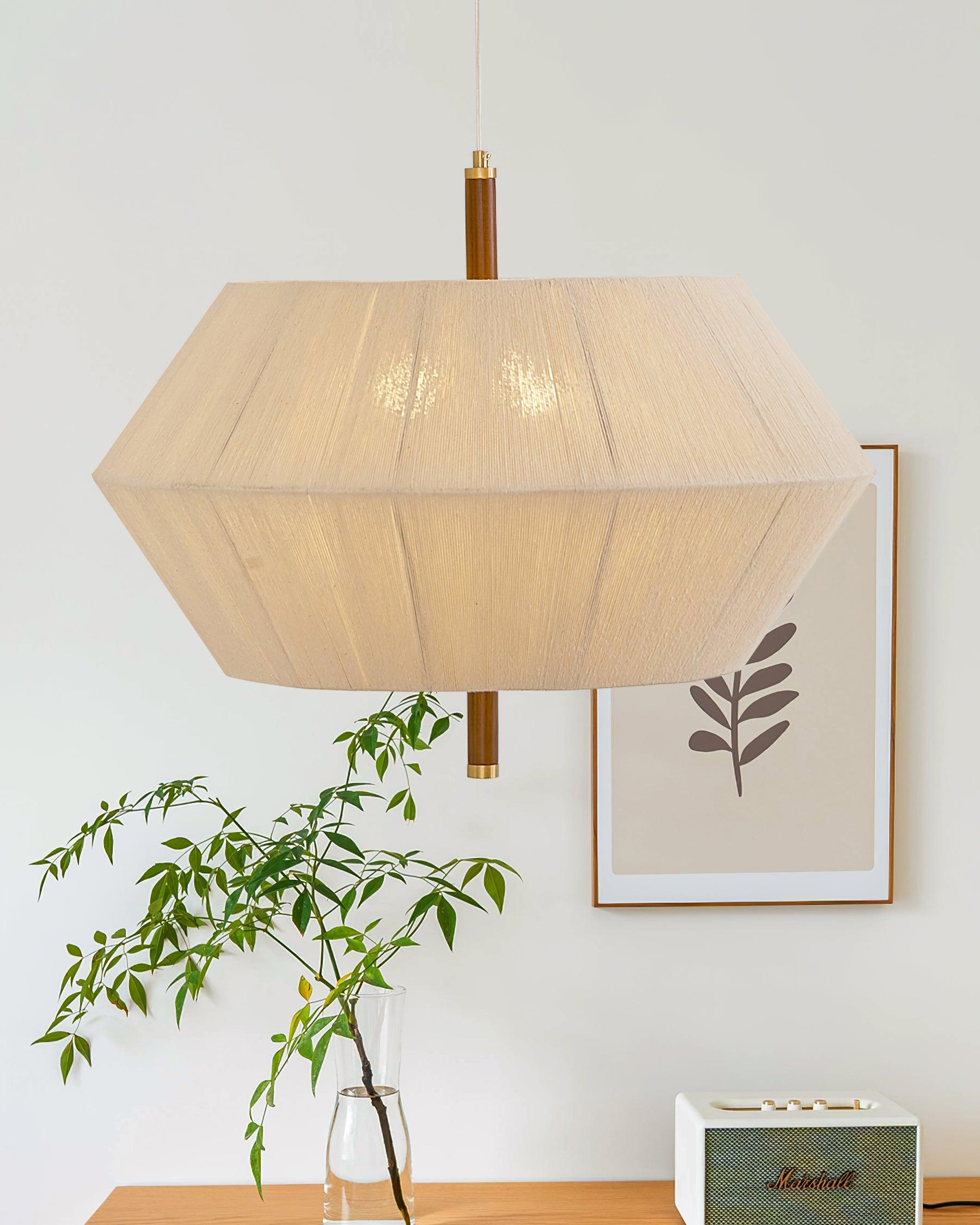 Pendant Lamp Cotton-Thread Shade Walnut Wood Natural - Neutralighting