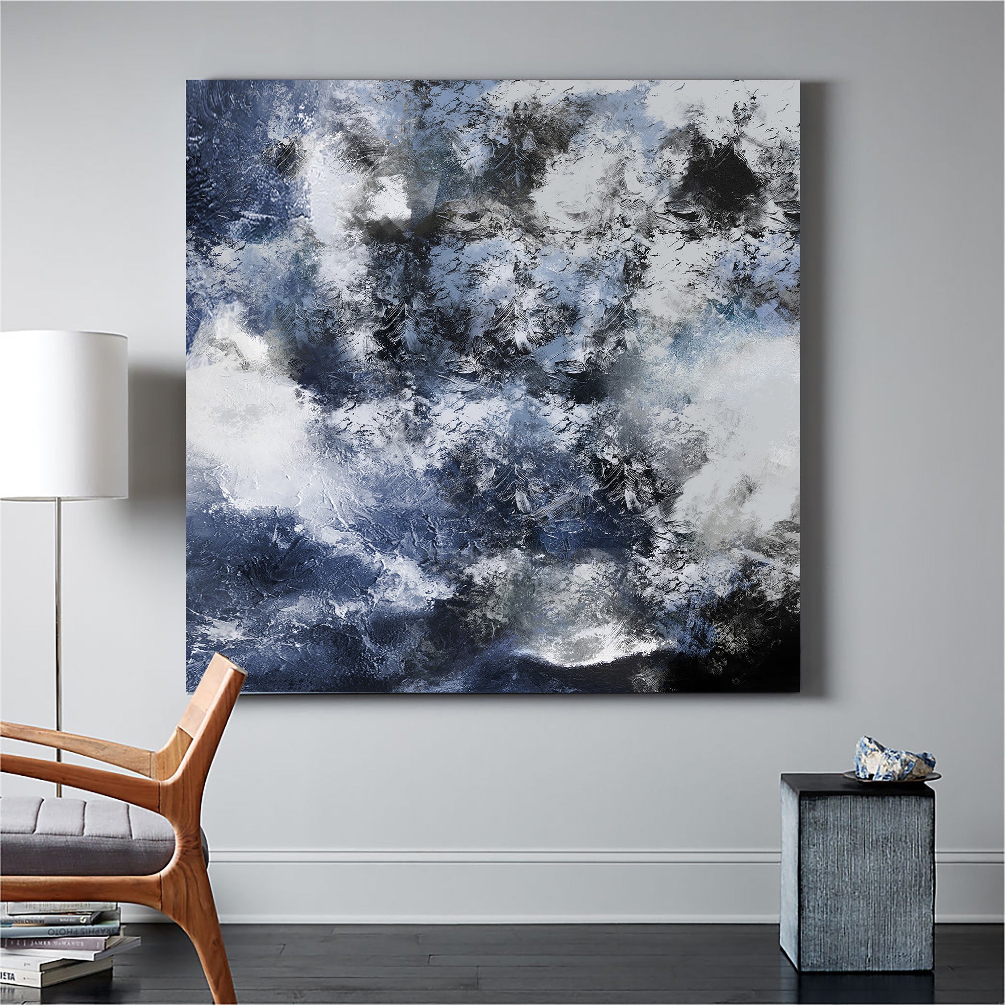 Blue Black Abstract Painting
