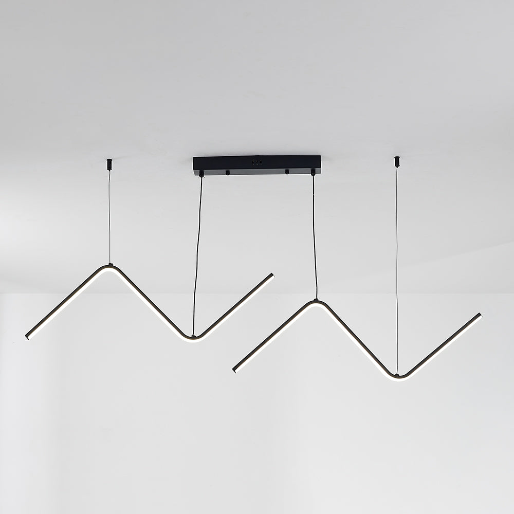 Arisha Modern Wavy linear Pendant Light Double, Black/Gold - Neutralighting
