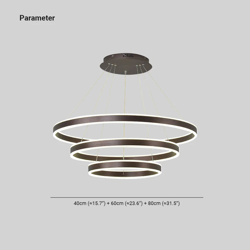 Arisha Moderne Minimaliste Coffee LED Pendant Light, 3 Ring - Neutralighting