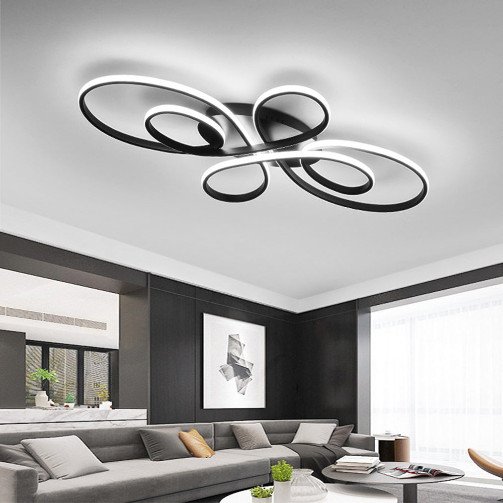 Brisa Modern LED Multi Rings Flush Mount Ceiling Light, Brown/White - Neutralighting