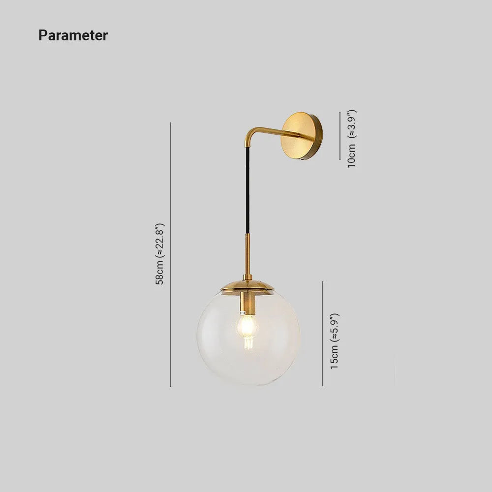 Valentina Glass Ball Nordic LED Wall Reading Lamp Single Head - Neutralighting