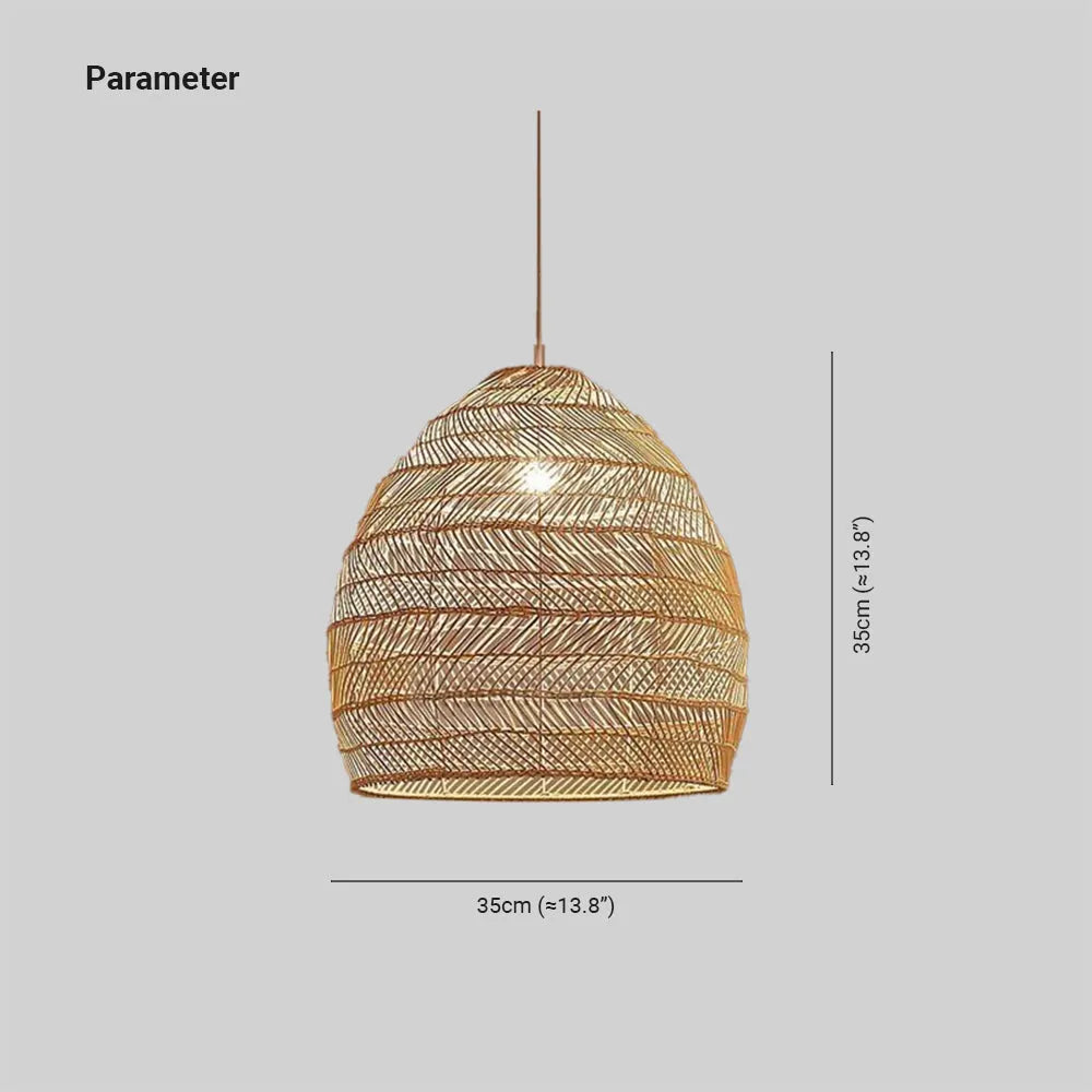 Lian Rattan Bamboo Lampshade Hand Knitted Pendant Light - Neutralighting