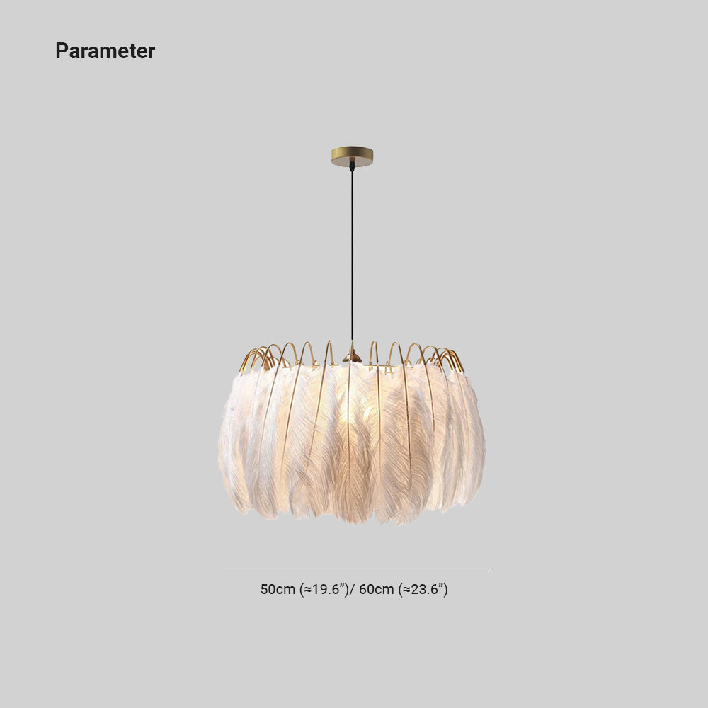 O'Moore Elegant Feather Pendant Light, Black/White, Bedroom/Living Room - Neutralighting