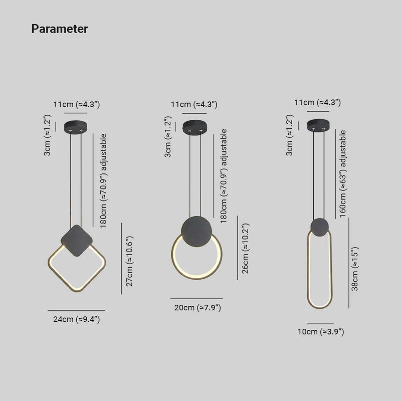 Doria Modern LED Pendant Light Black/White Metal Living Room - Neutralighting