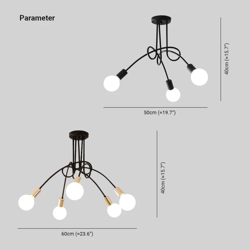 Arisha Modern Linear Curve Metal Ceiling Light, Dining Room/Living Room - Neutralighting