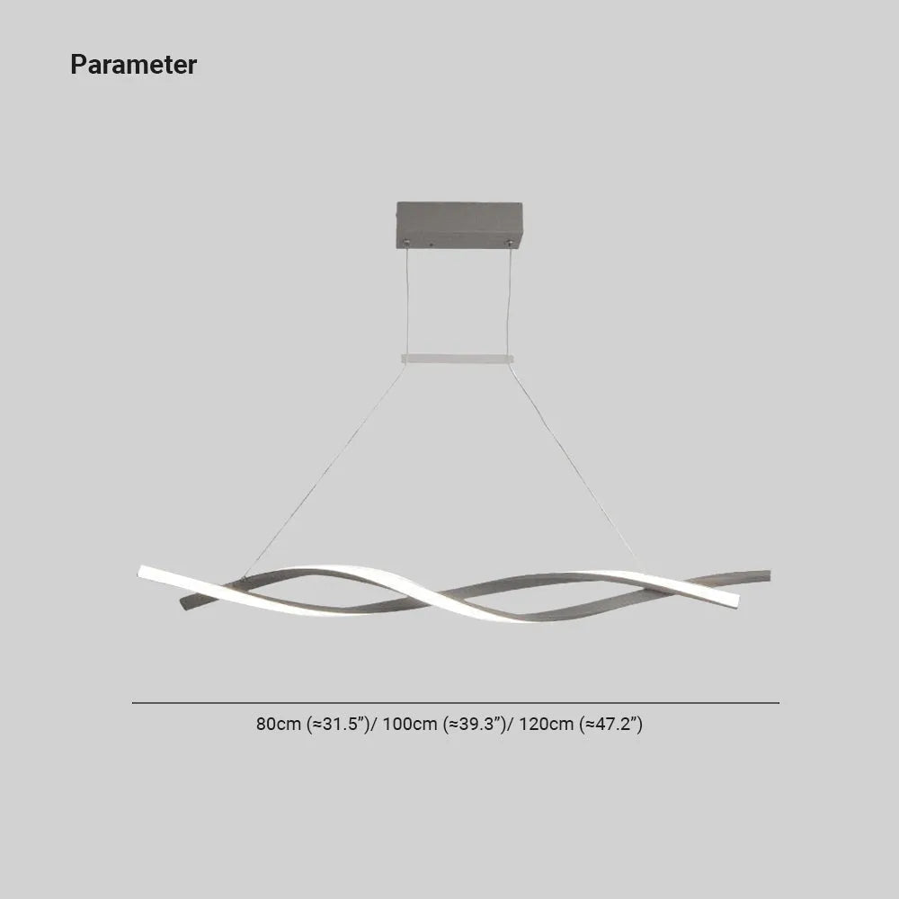 Arisha Pendant Light Linear Double Wave Modern, Metal, Black/Grey, Bedroom - Neutralighting