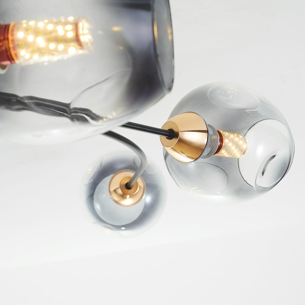 Valentina Flush Mount Ceiling Light, Glass, Black/Gold, Dining Room