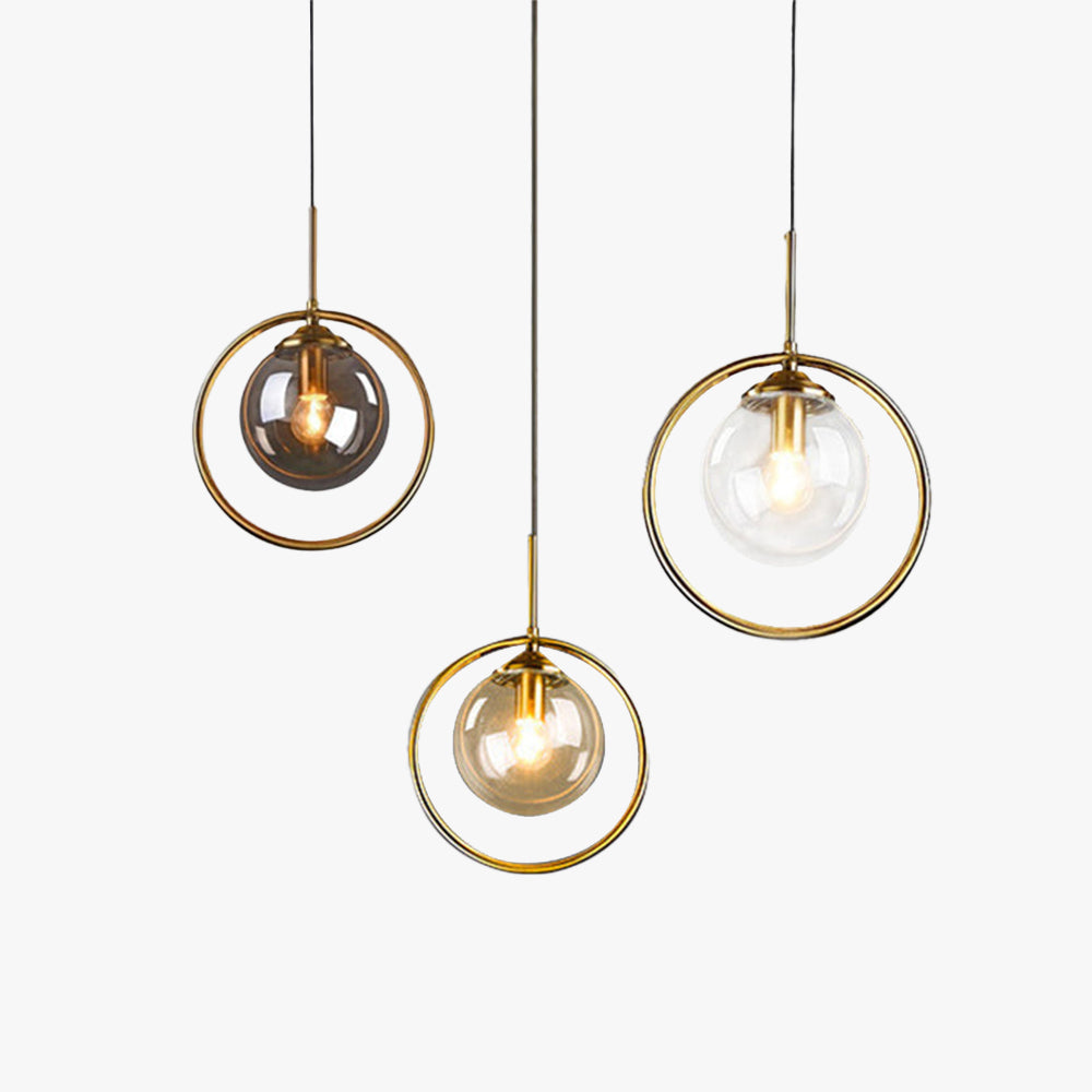 Zoey Glass Pendant Light with a Metal Ring - Neutralighting