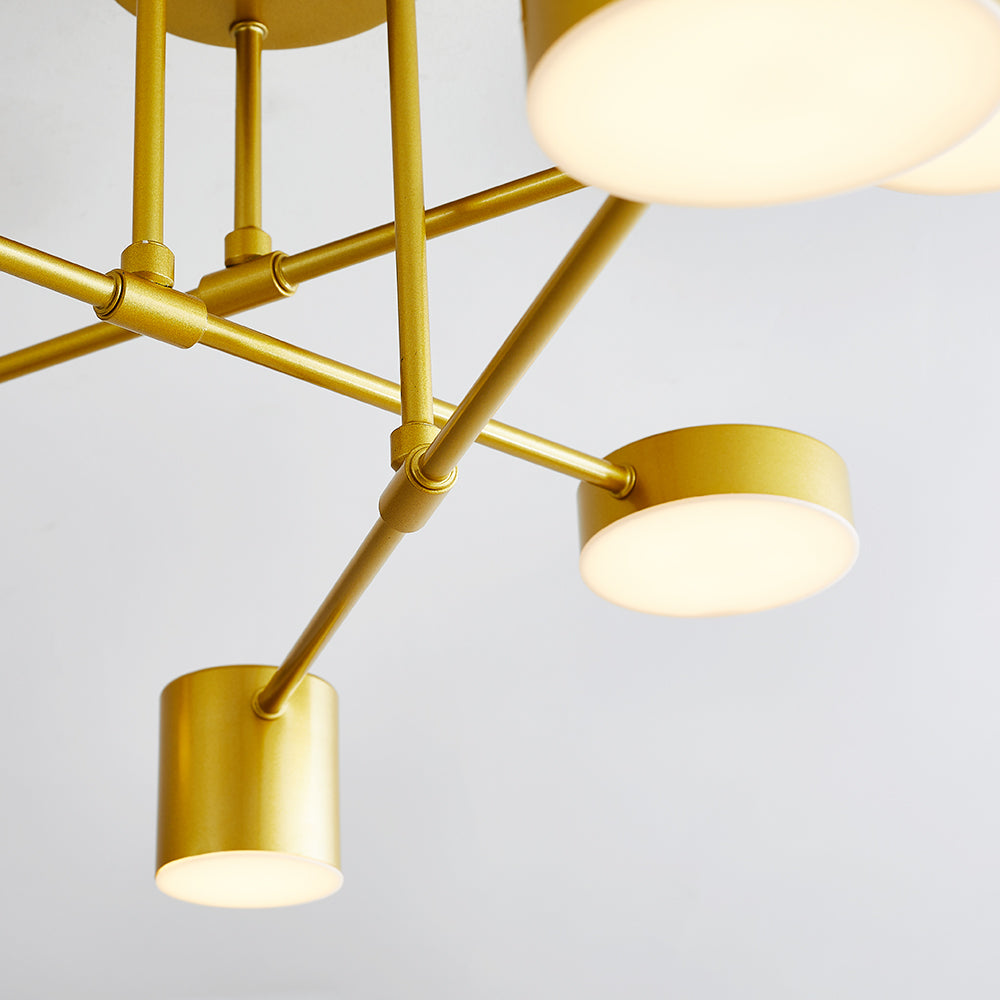 Quor LED Flush Ceiling Light, Black/White/Gold 6 Head - Neutralighting