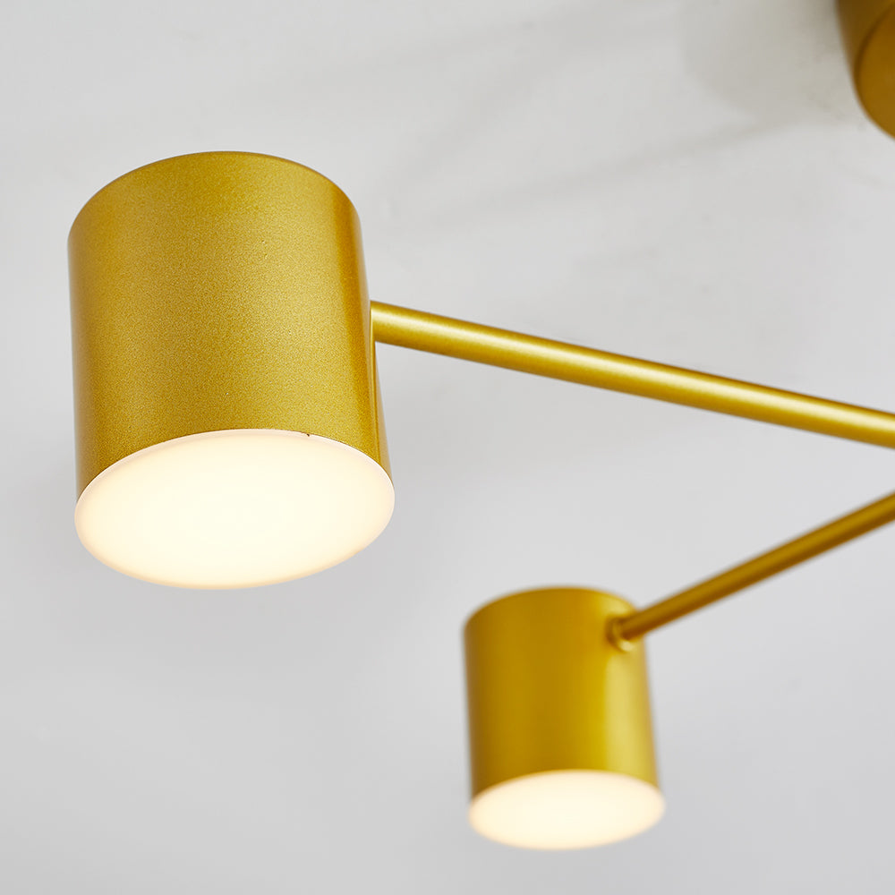 Quor LED Flush Ceiling Light, Black/White/Gold 6 Head - Neutralighting