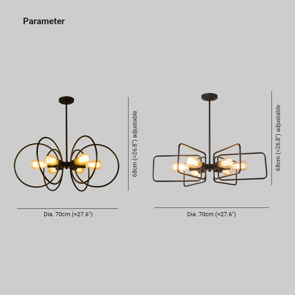 Alessio Industrial LED Chandelier Black Metal Living Room/Bedroom - Neutralighting