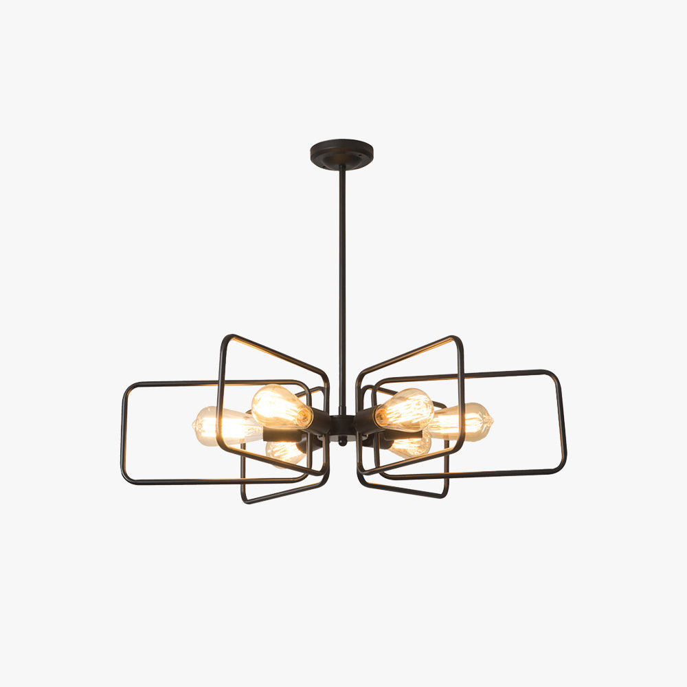 Alessio Industrial LED Chandelier Black Metal Living Room/Bedroom - Neutralighting