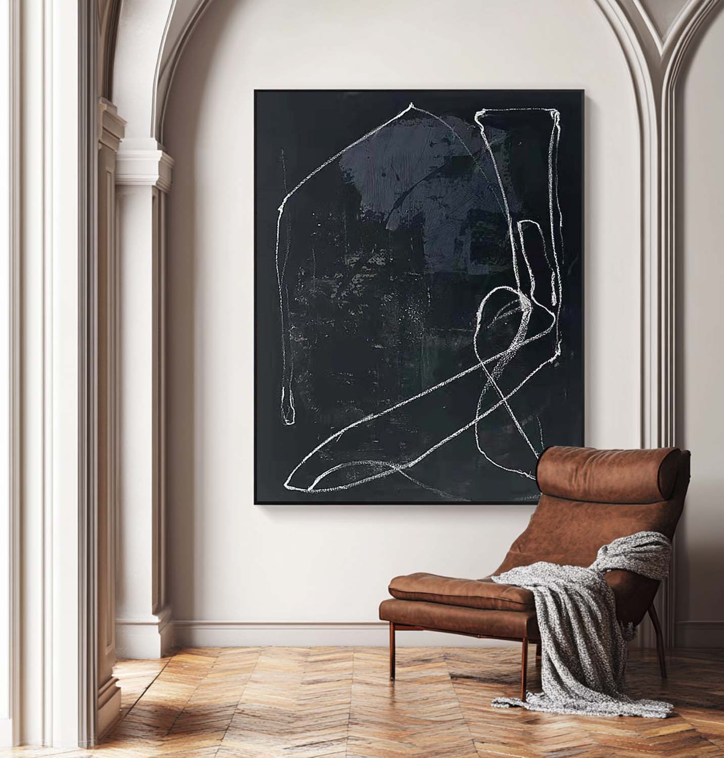 Bold Black Linear Abstract Contemporary Wall Art
