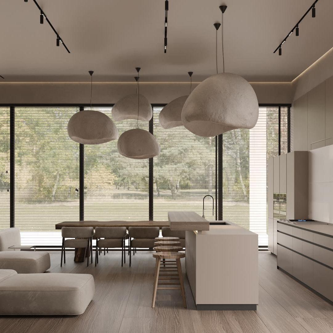 Chandelier Wabi-Sabi Pebble Cluster Organic Form Minimalist Artistic - Neutralighting