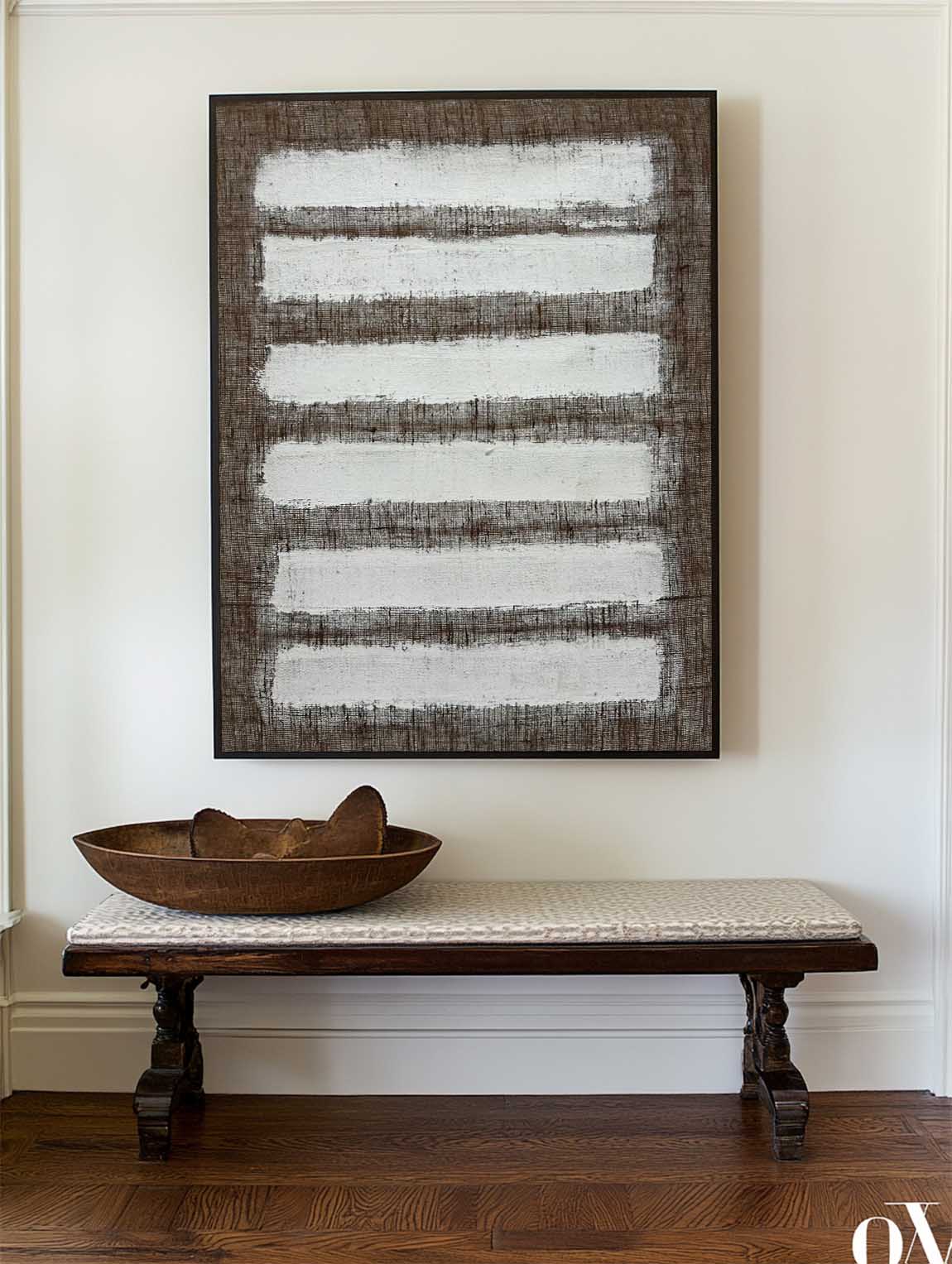 Abstract White Brown Stripes Oil Painting