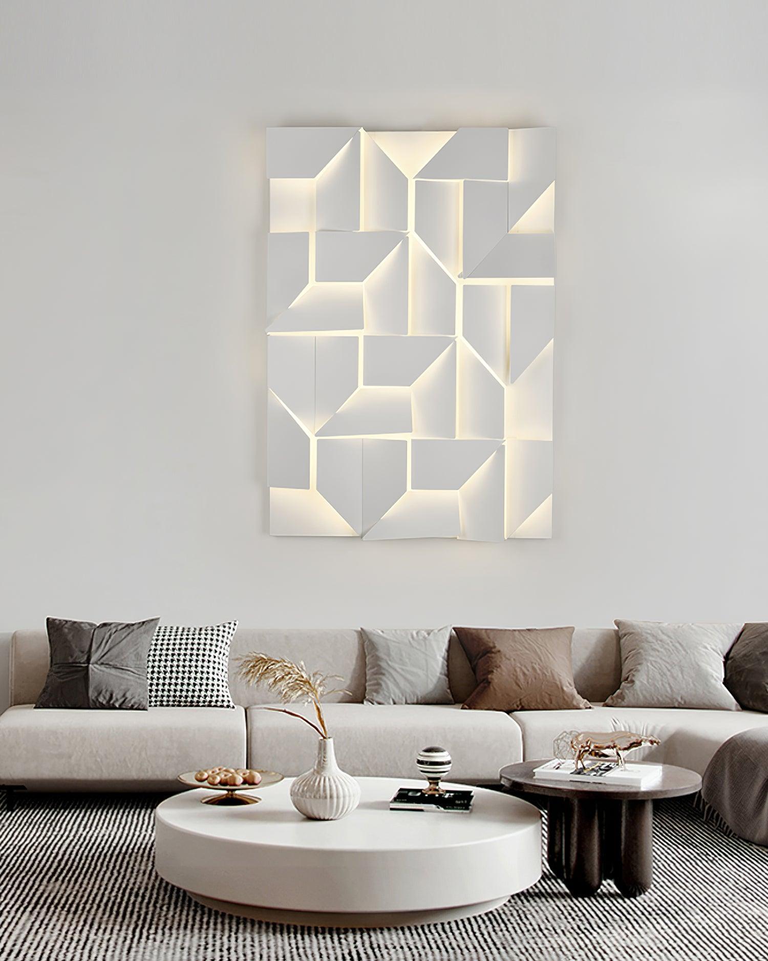 Wall Lamp 3D Geometric Panels Layered Light Art Remote Dimming Modern - Neutralighting