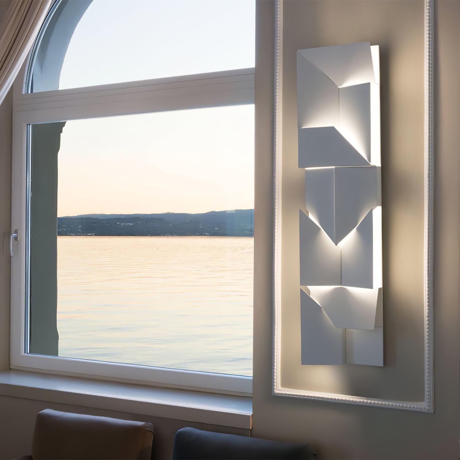 Wall Lamp 3D Geometric Panels Layered Light Art Remote Dimming Modern - Neutralighting