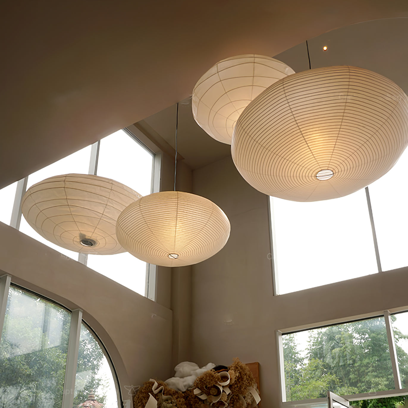 Sente Washi Paper Swag Pendant Light - Neutralighting