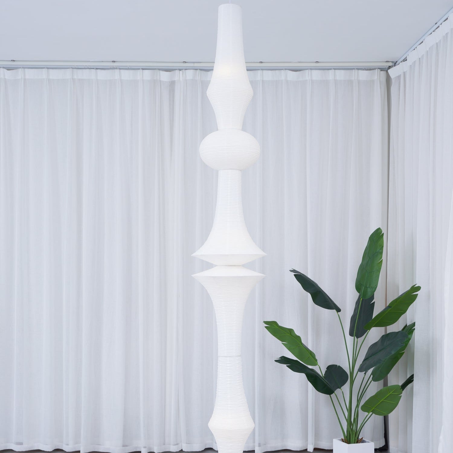 Faye Sculptural Paper Vertical Pendant Light - Neutralighting