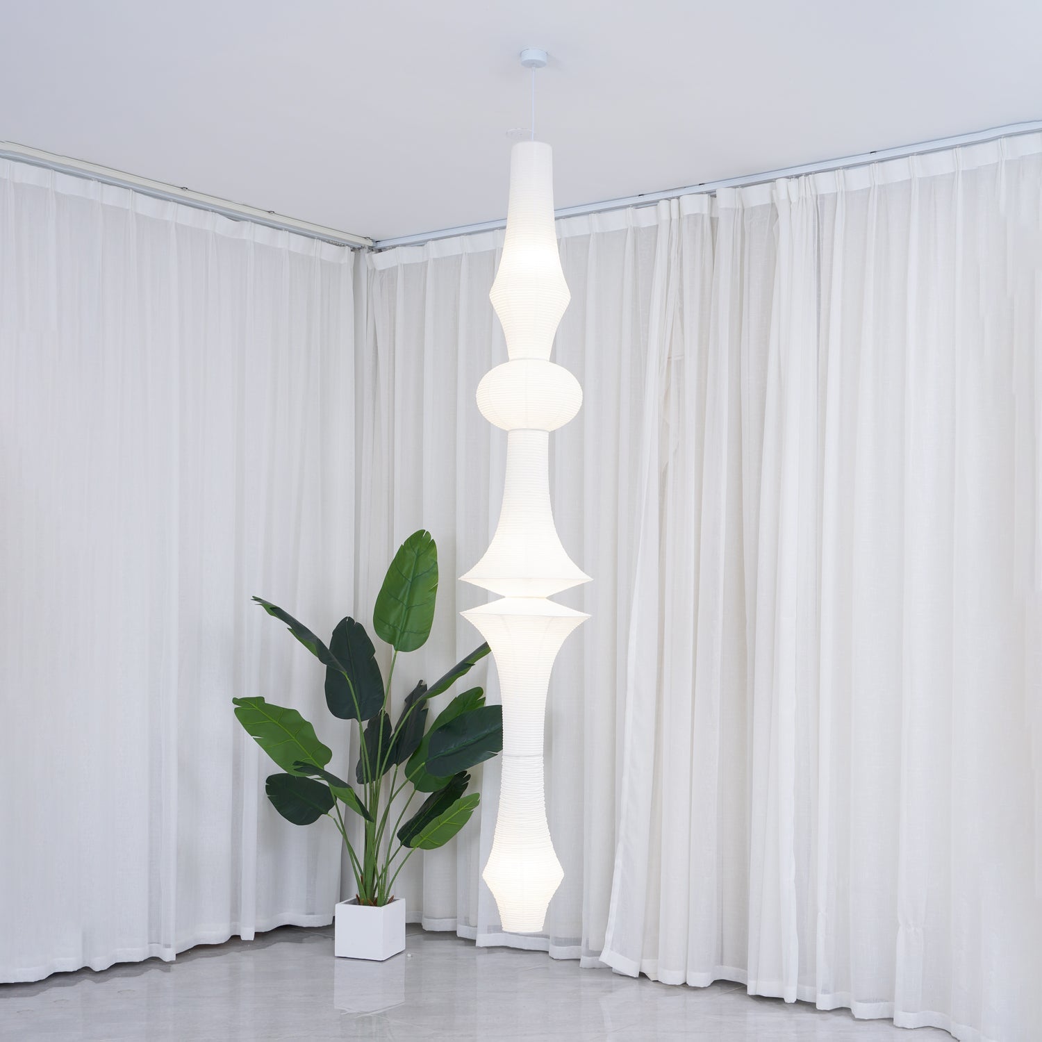 Faye Sculptural Paper Vertical Pendant Light - Neutralighting