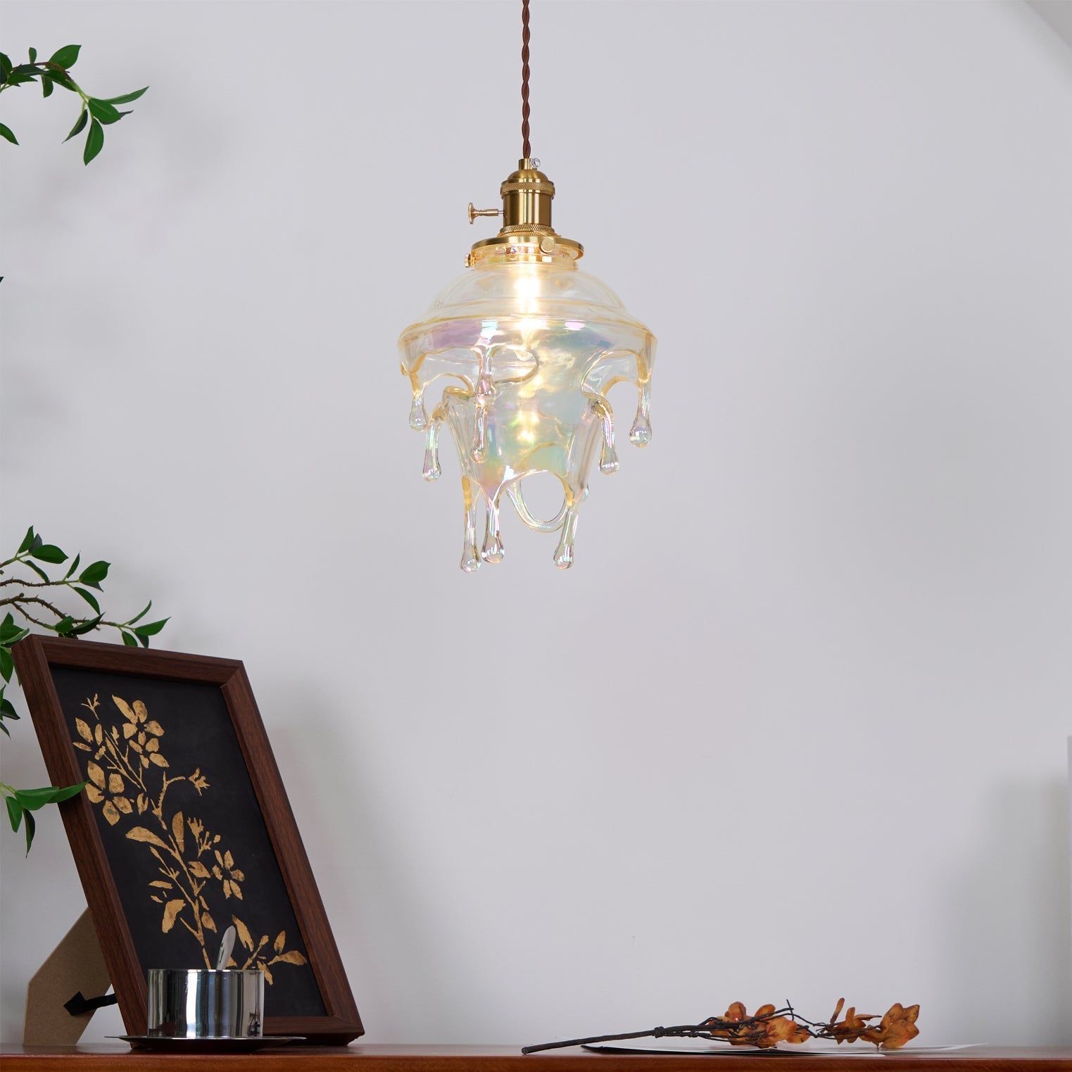 Pendant Lamp Iridescent Water Drop Shade Artistic Glow Contemporary - Neutralighting