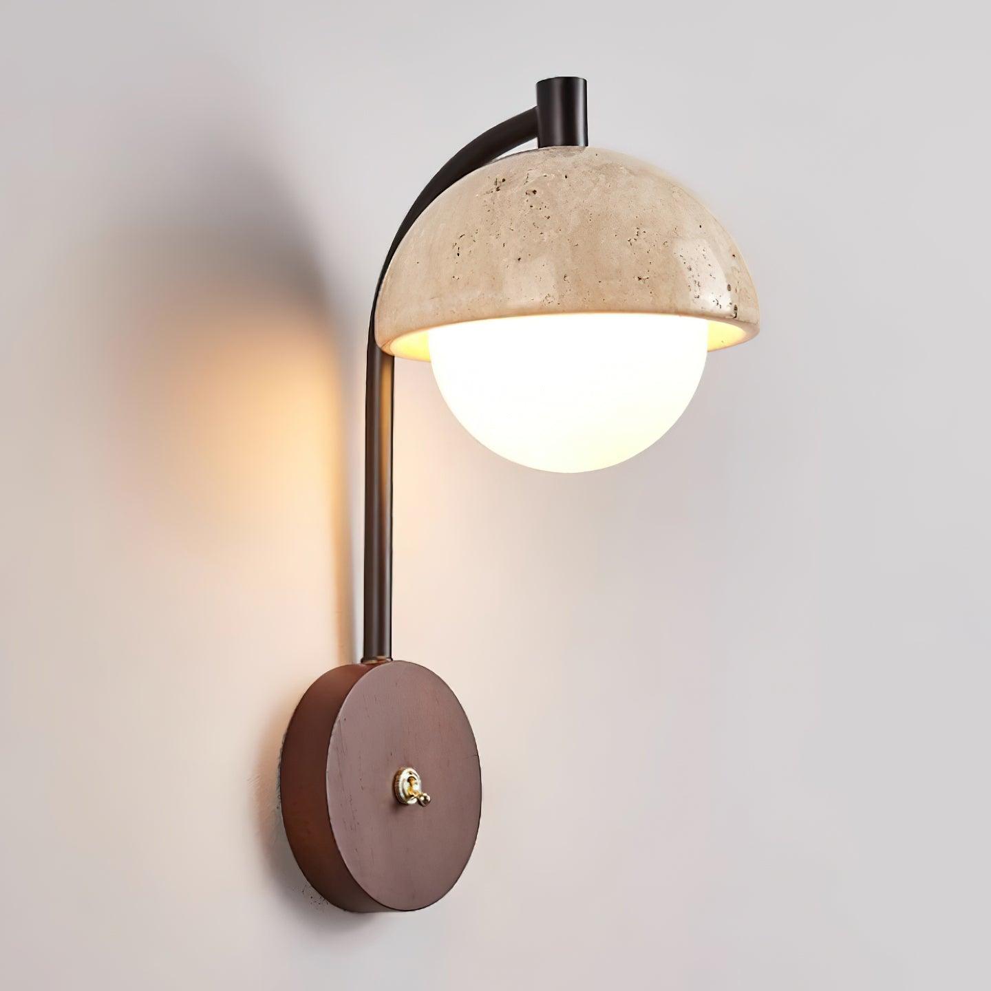 Ritta Wall Lamp Travertine Wood Dome - Neutralighting