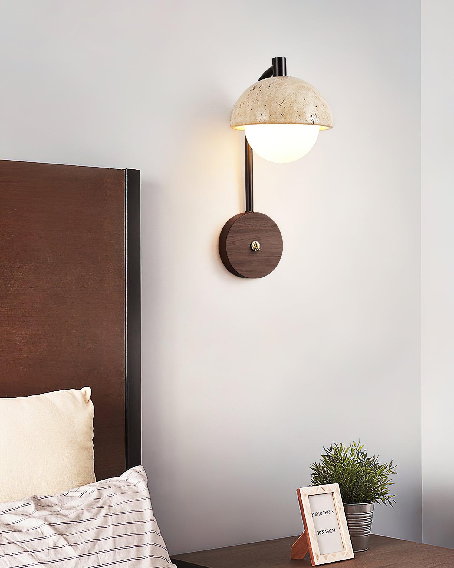 Ritta Wall Lamp Travertine Wood Dome - Neutralighting