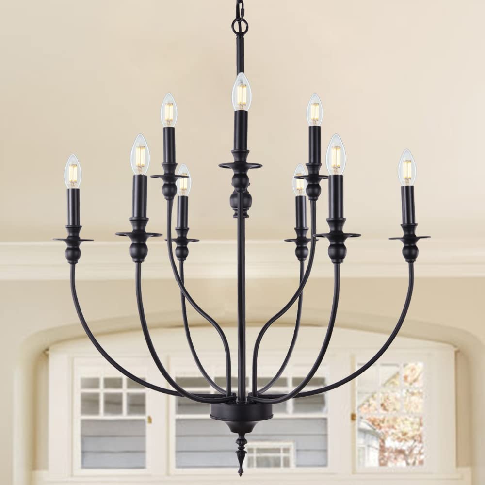 Silva Modern LED Chandelier Black Metal Bedroom Living Room - Neutralighting