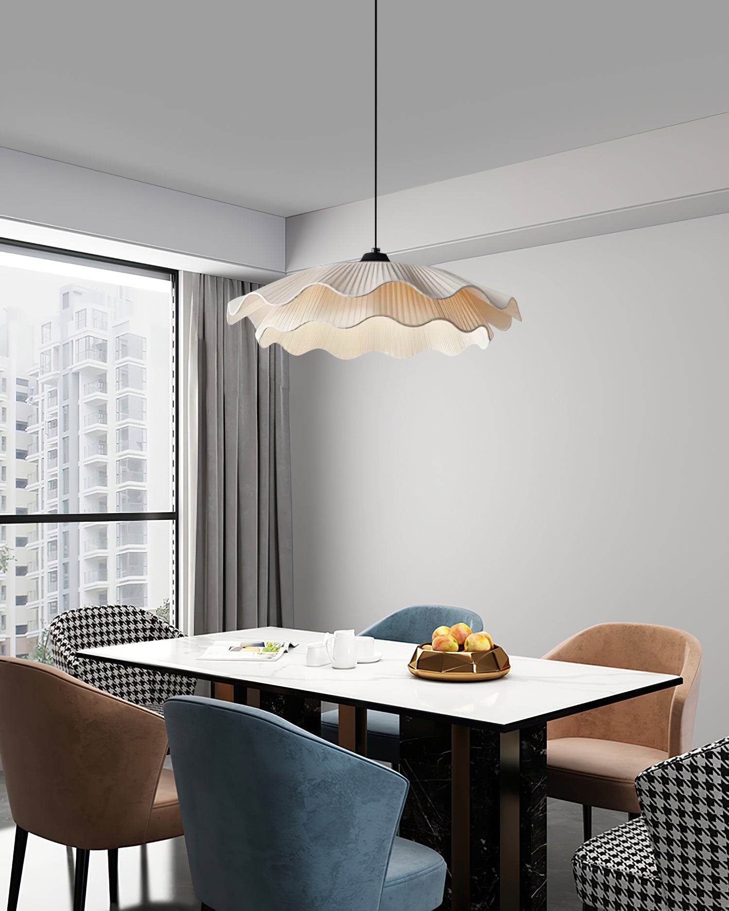 Calavie Wavy Pleated Pendant Light in Soft White - Neutralighting