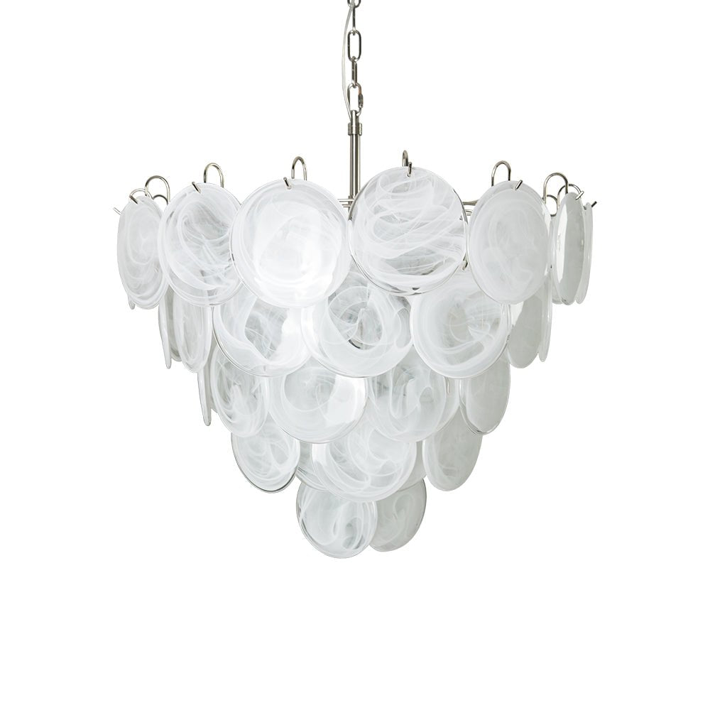 Aurora Chandelier White Murano Glass Disc