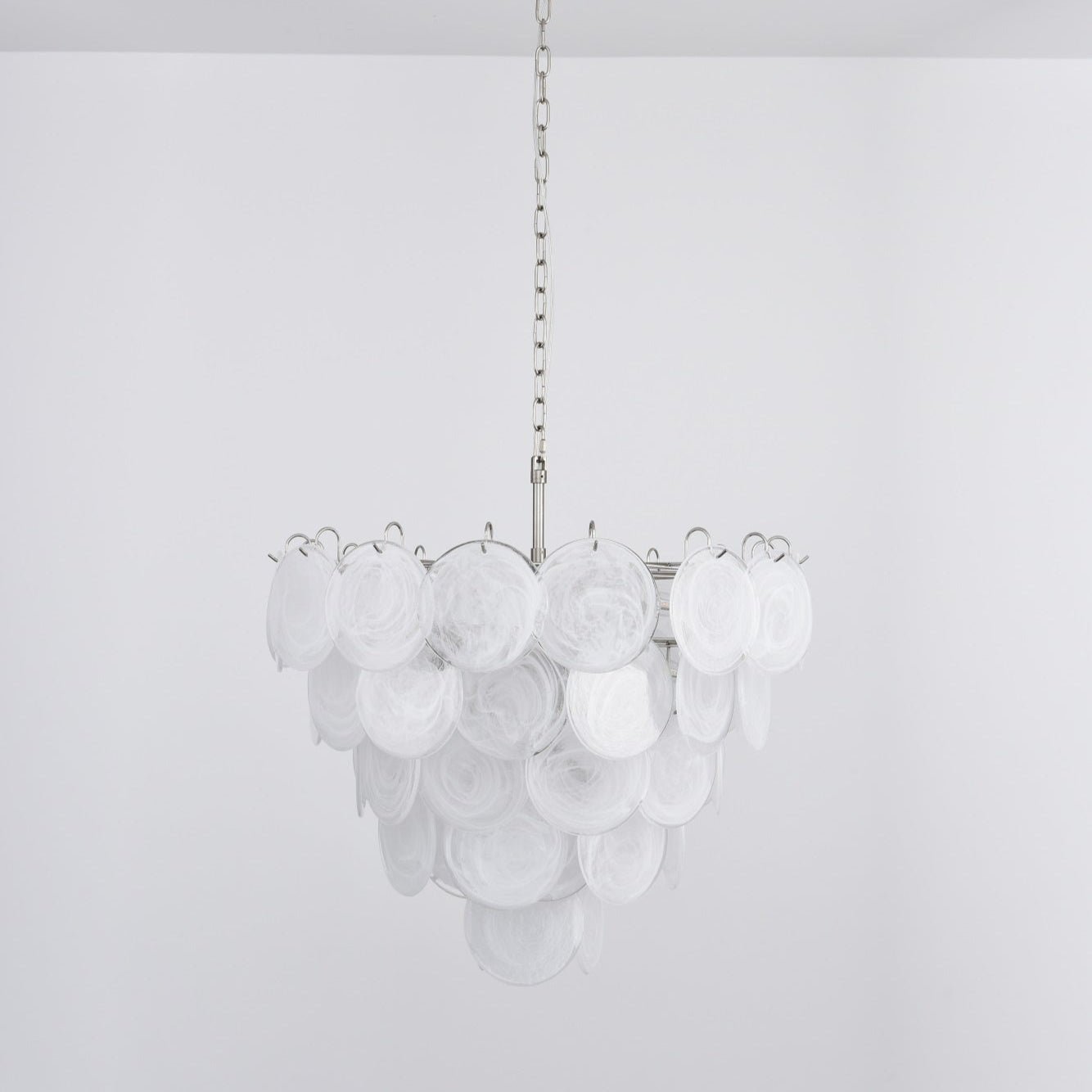Aurora Chandelier White Murano Glass Disc