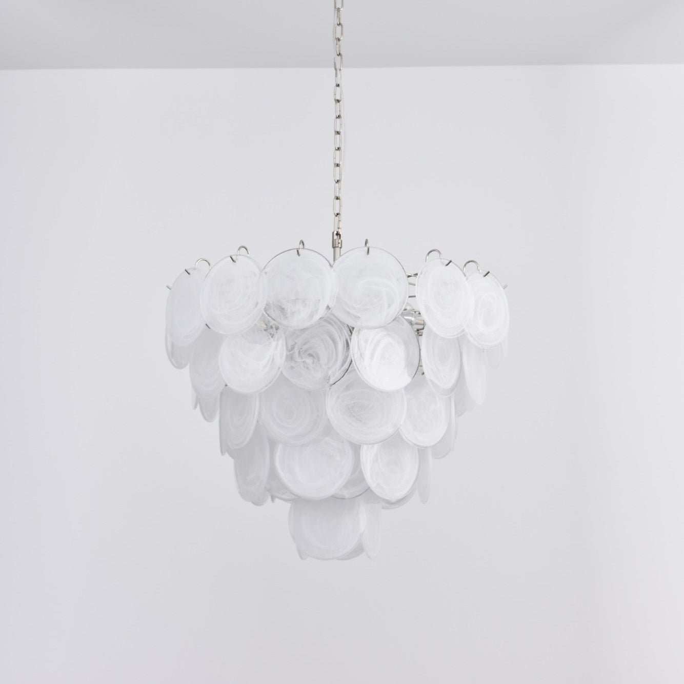 Aurora Chandelier White Murano Glass Disc