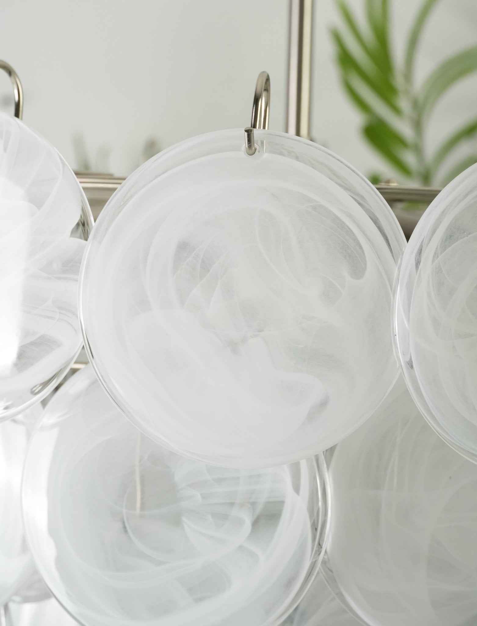 Aurora Chandelier White Murano Glass Disc