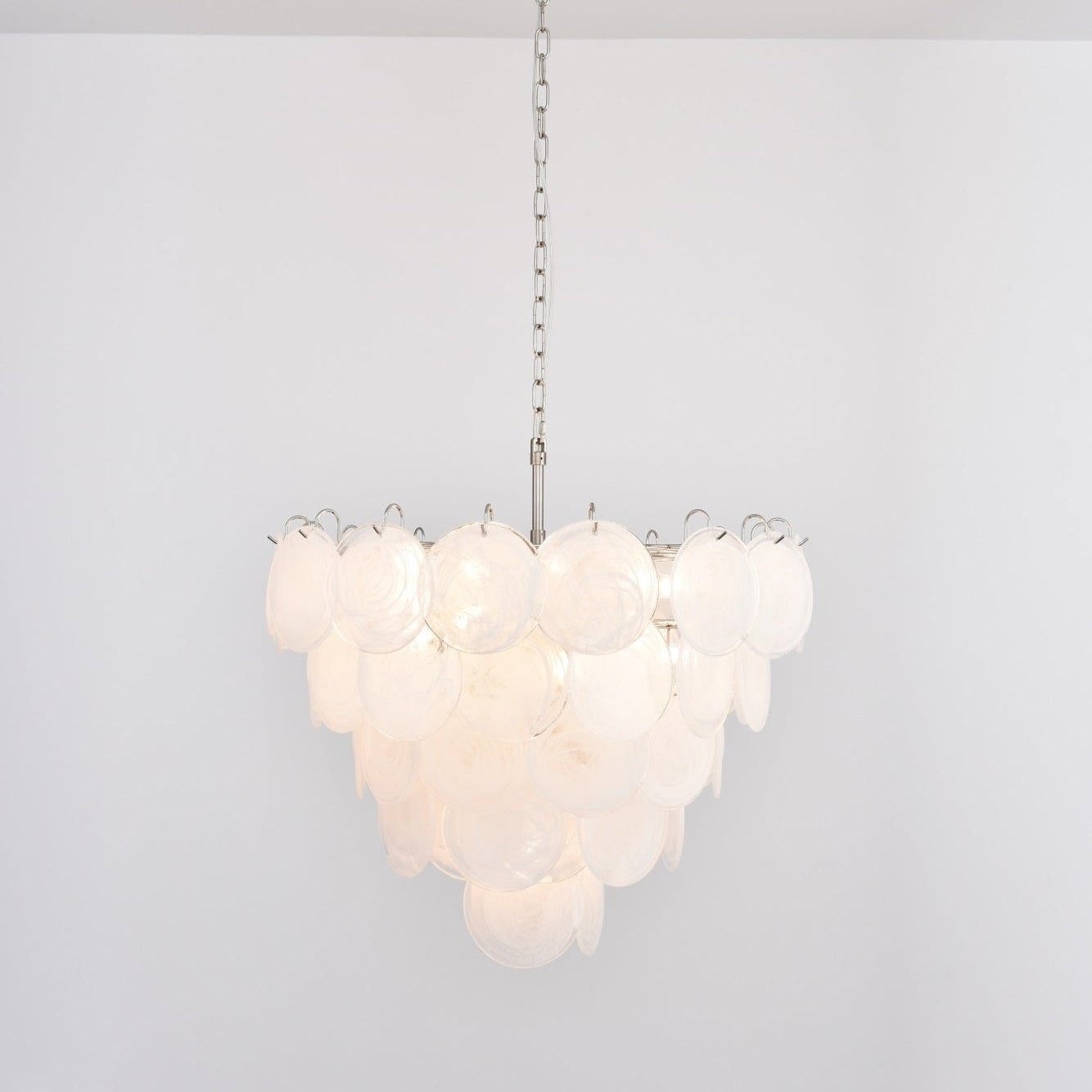 Aurora Chandelier White Murano Glass Disc