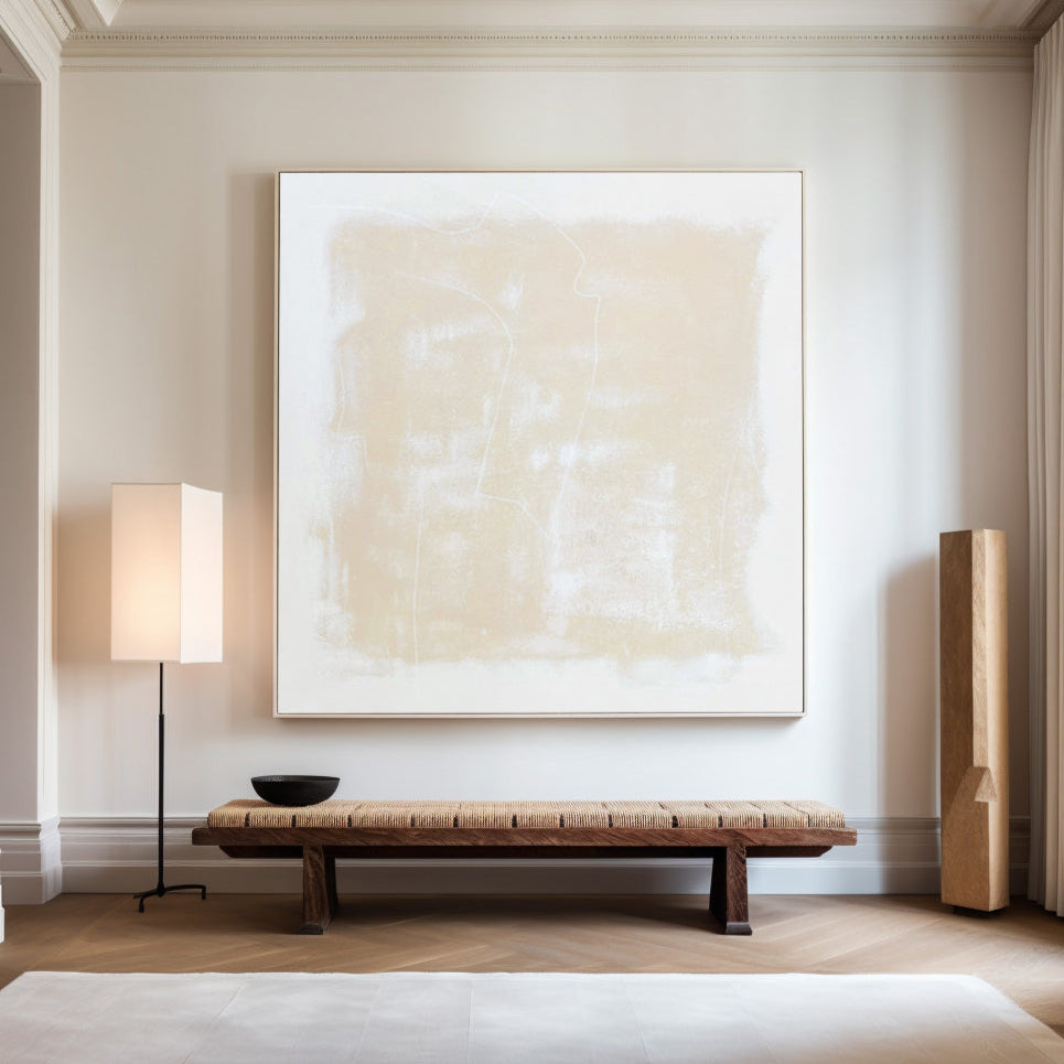 Soft Beige Minimalist Textured Abstract Wall Art