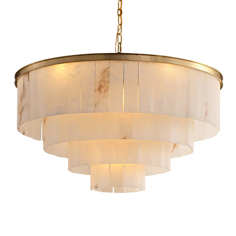 Windham Alabaster Chandelier Layered Halo - Neutralighting