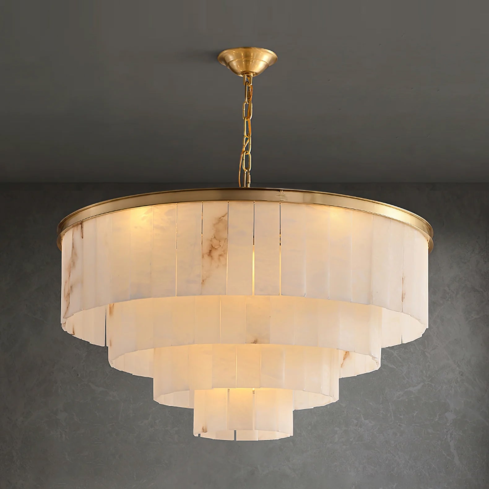 Windham Alabaster Chandelier Layered Halo - Neutralighting