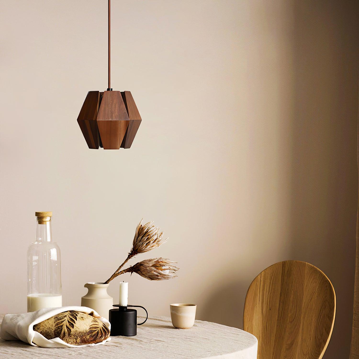 Pendant Lamp Geometric Wood Shade Warm Glow Nordic Minimalist Accent - Neutralighting