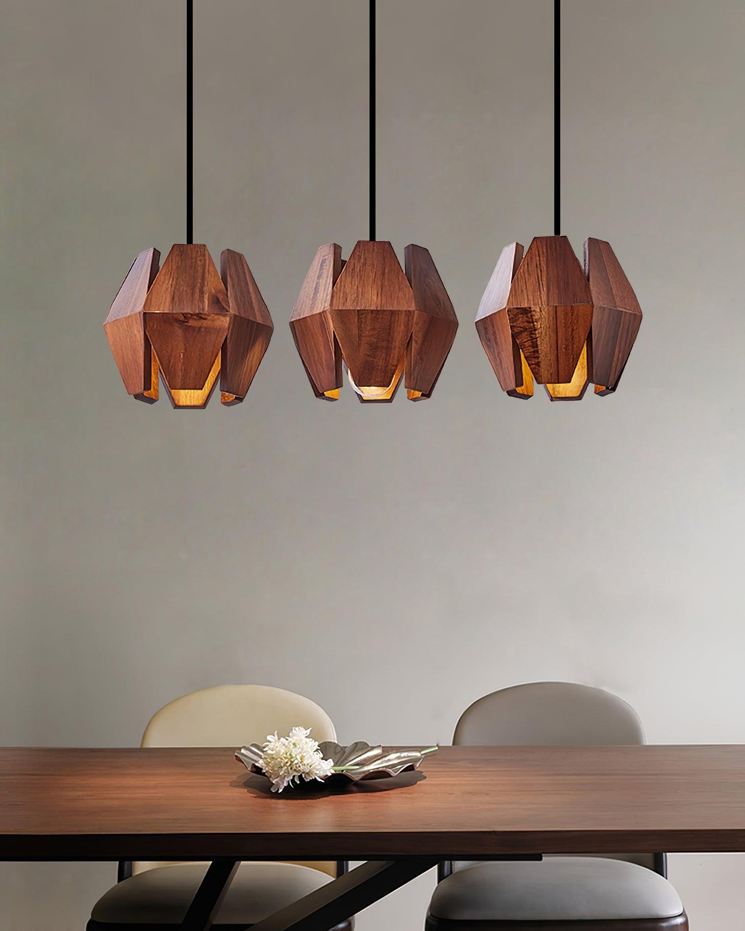 Pendant Lamp Geometric Wood Shade Warm Glow Nordic Minimalist Accent - Neutralighting